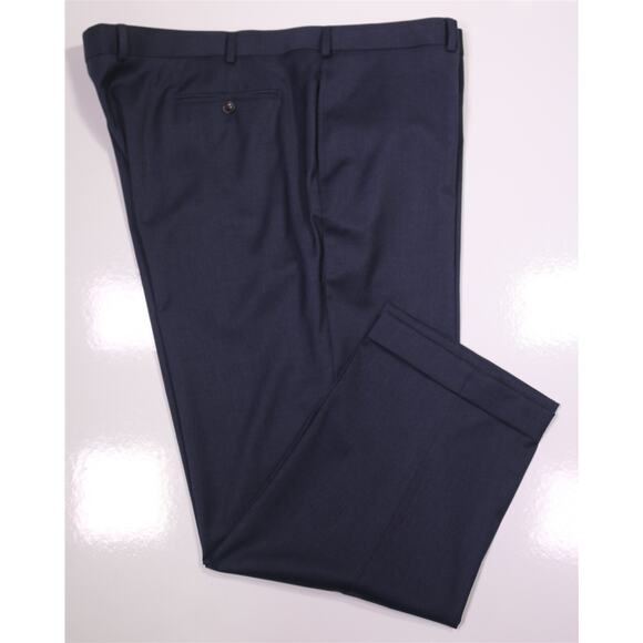 Brooks Brothers Madison BrooksFlex Blue Flat Frt Wool Stretch Dress Pants 48x30